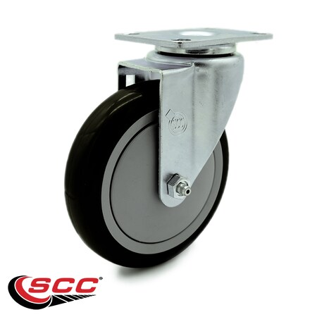 Service Caster 5 Inch Black Polyurethane Wheel Swivel Top Plate Caster SCC-20S514-PPUB-BLK-TP2